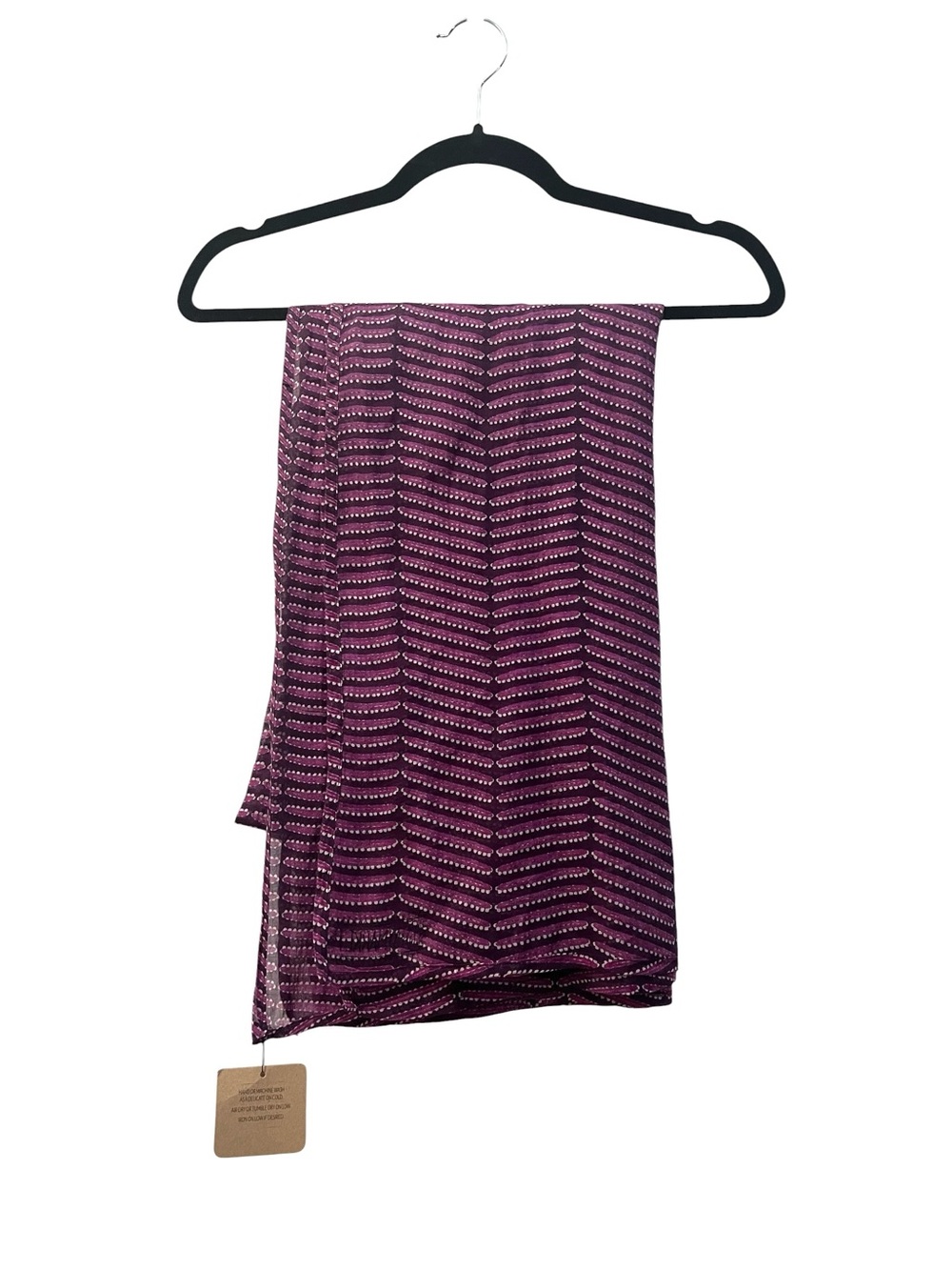 Gray Market Indian Purple Hand Dyed Block Print  100% Cotton Voile Scarf